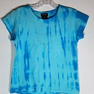 𝅺code One Tie-Dye Tee Rhinestone Heart Sz M